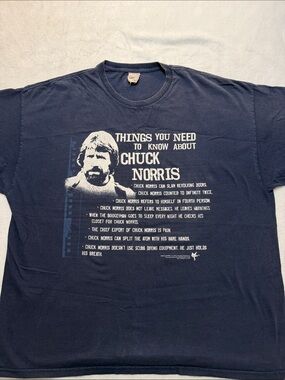 Gildan Navy Short-Sleeve Chuck Norris Graphic Tee with White Print